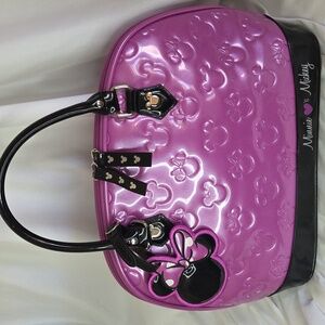 Disney Parks Minnie Mouse Loungefly Embossed Orchid Travel Bag (Has Scuffs)